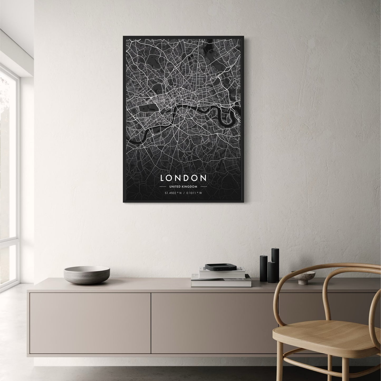London Stadskaart | Zwart & Wit Stedelijke Kunst