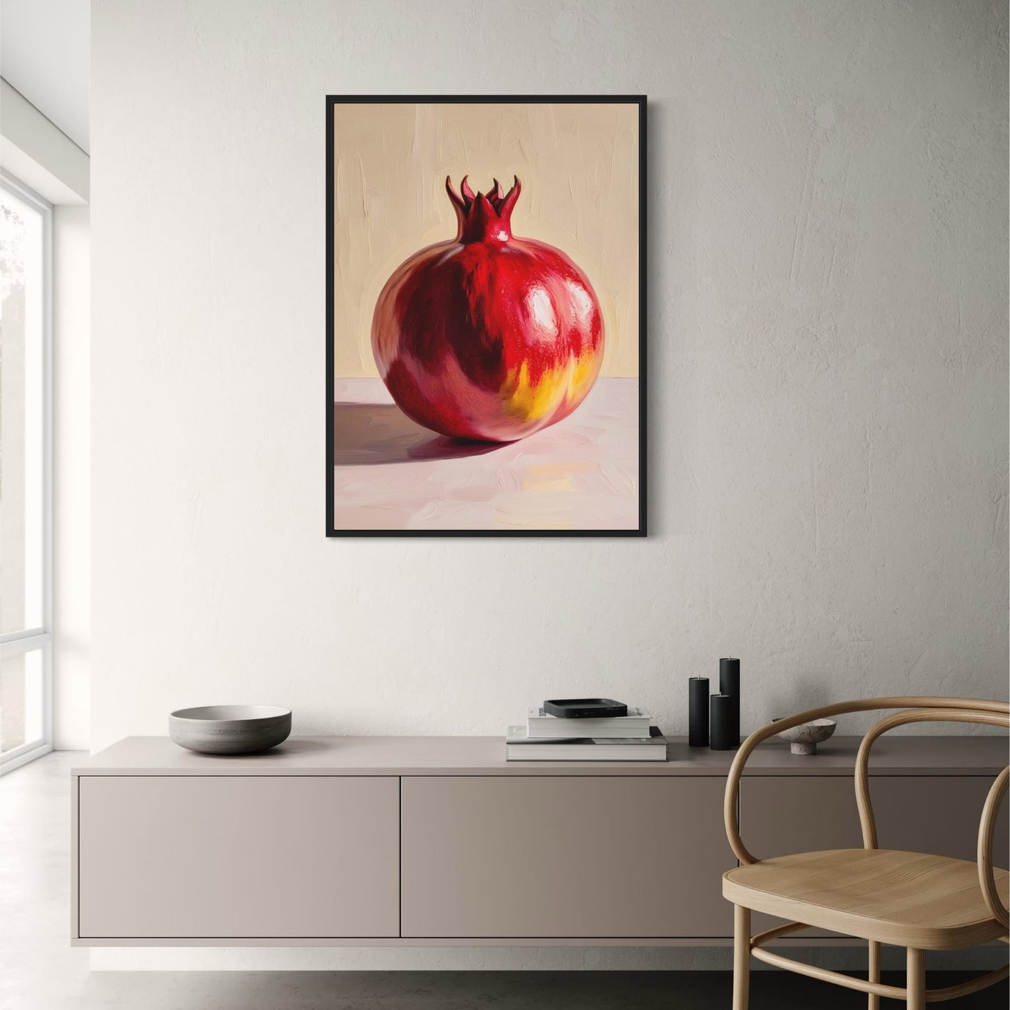 Fruits Gallery Poster | Vibrant Pomegranate Artwork | Home Decor Wall Art | Colorful Botanical Print
