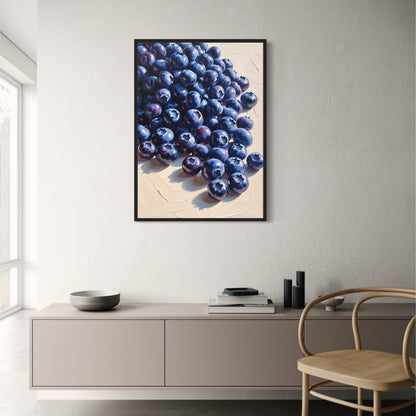 Blaubeer-Kunstdruck | Wanddekoration für die Küche | Obstposter | Naturkunstwerk | Blaubeerdekor | Kulinarische Kunst für Zuhause