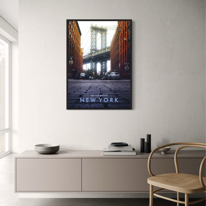 Manhattan Bridge Poster | New York Architectural Art | Urban Cityscape Wall Decor | Stunning Perspective | USA
