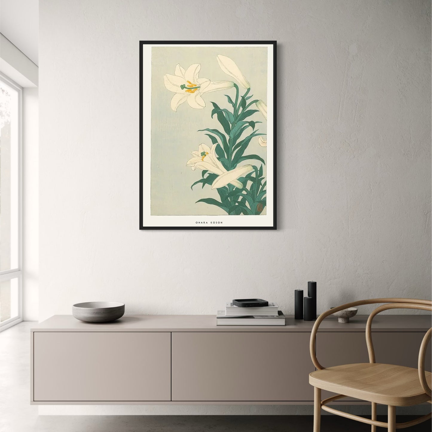 Ohara Koson | Lilies Artwork Poster | Japanese Ukiyo-e Style | Decorative Home Wall Art