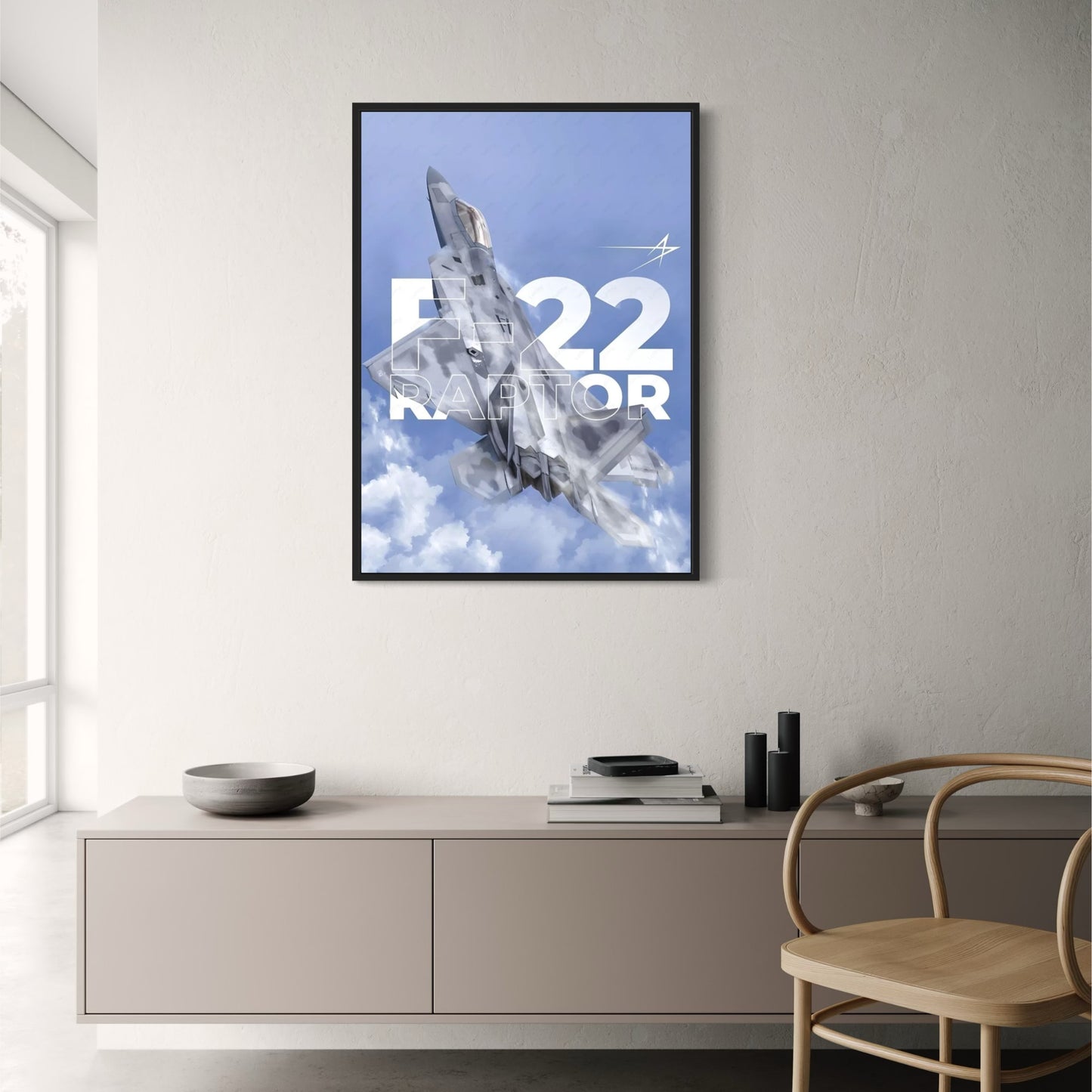 Amerikanisches Kampfflugzeug F22 Poster | Wasserfeste, selbstklebende Wandkunst | Cooles ästhetisches Dekor für Zuhause, Schlafzimmer, Bar