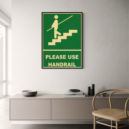 Bitte Handlauf benutzen | Retro-Gefahrenschild