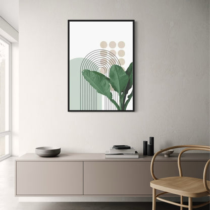 Modern Botanical Harmony Poster | Geometric Floral Art Print | Decorative Wall Art for Home & Garden