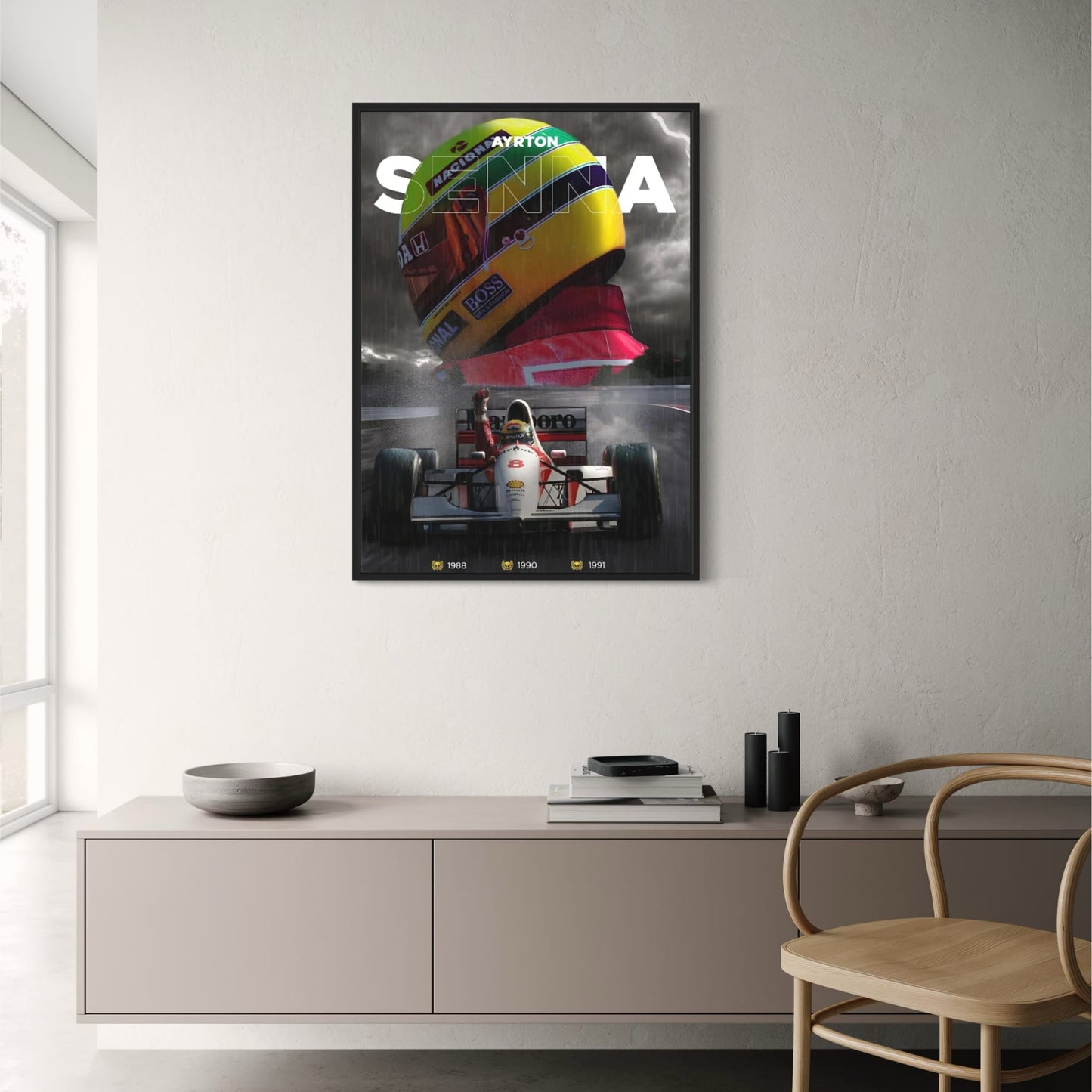 Ayrton Senna Poster | F1 Legende Wandkunst | Rennfahrer-Dekor | Druck für Zuhause & Café-Eingang | Kunstgemälde