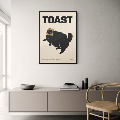 Vintage-Großkatze | Retro-Lebensmitteldeko | Schwarzes Toast-Design