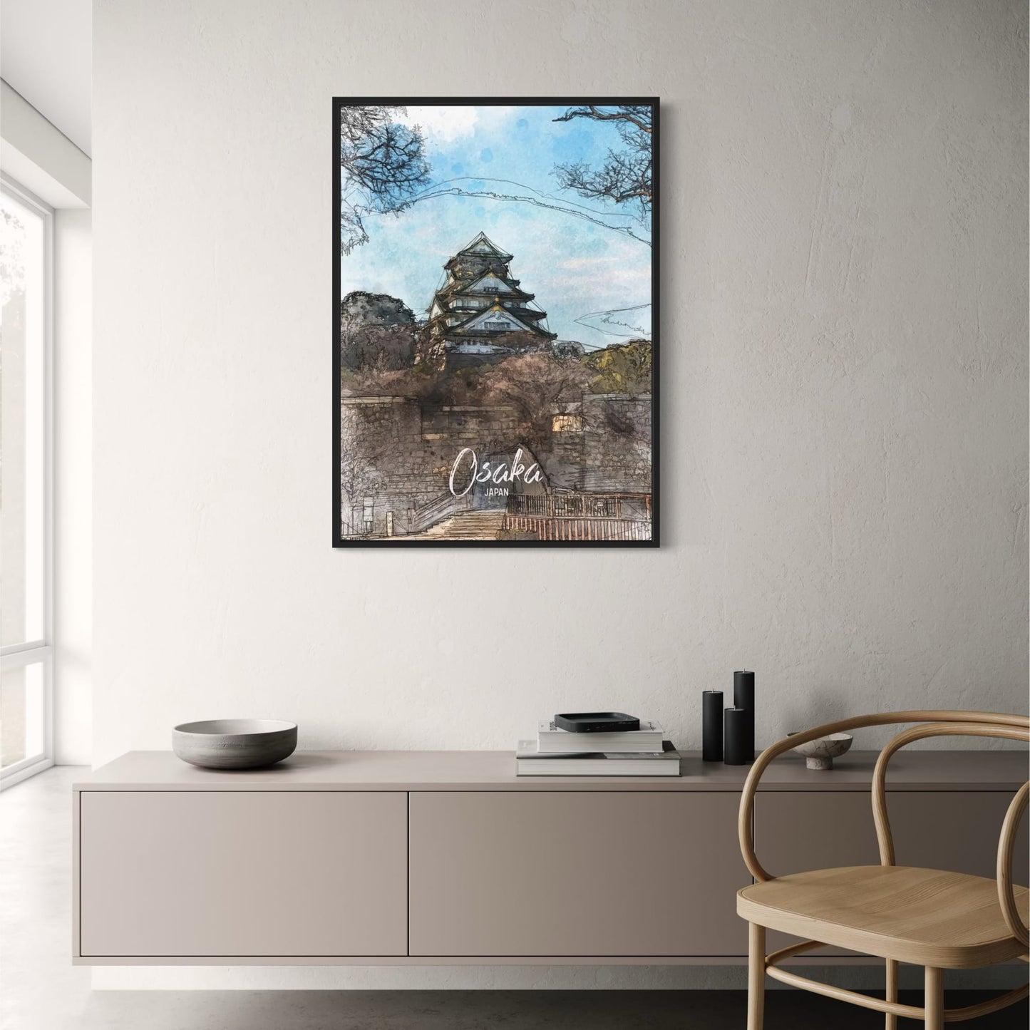 Burg Osaka | Osaka | Japan | Berühmte japanische Festung | Asiatische architektonische Exzellenz | Poster mit historischen Stätten