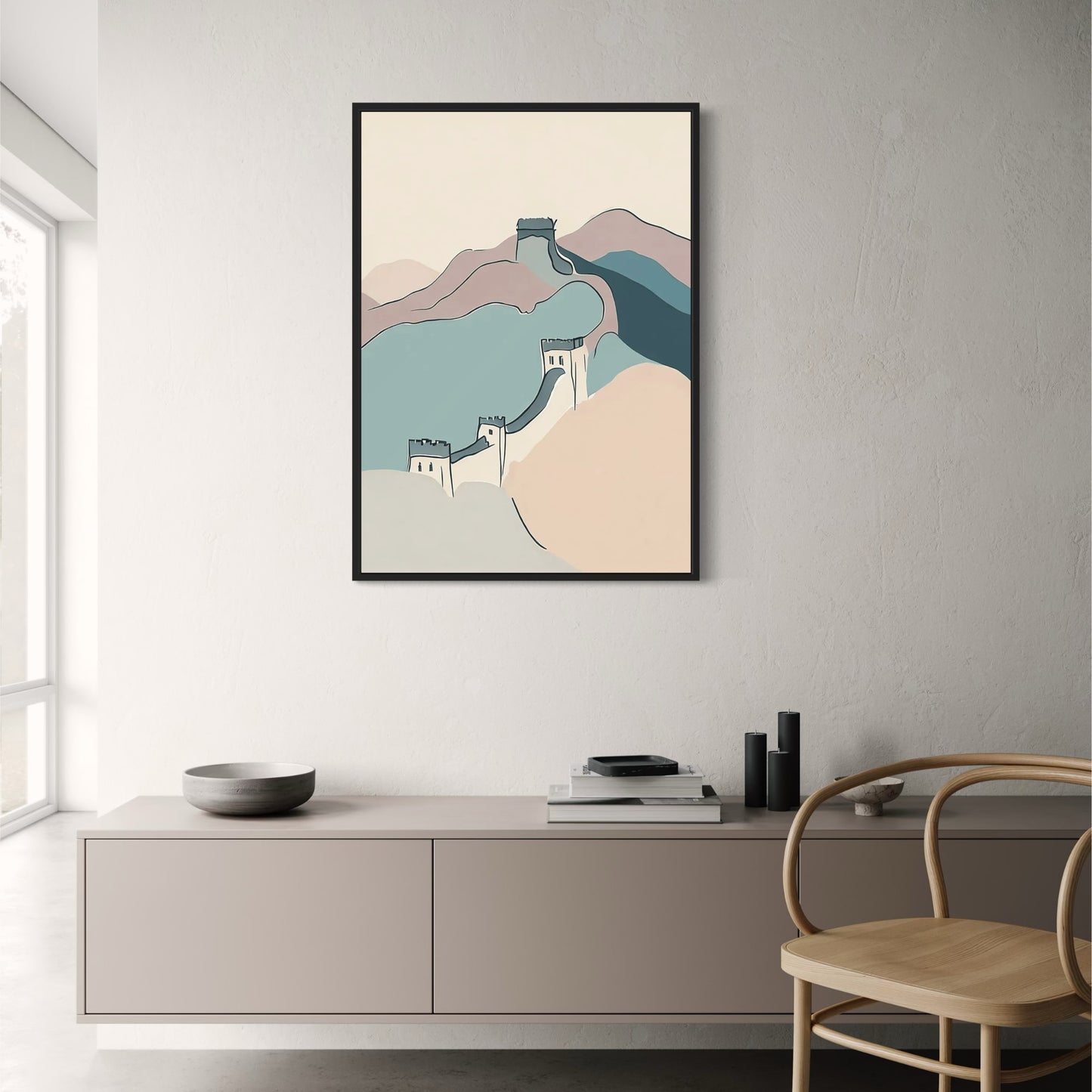 Great Wall of China Art Print | Minimalist Landscape Poster | Iconic Historical Sites | Ideal Wall Decor