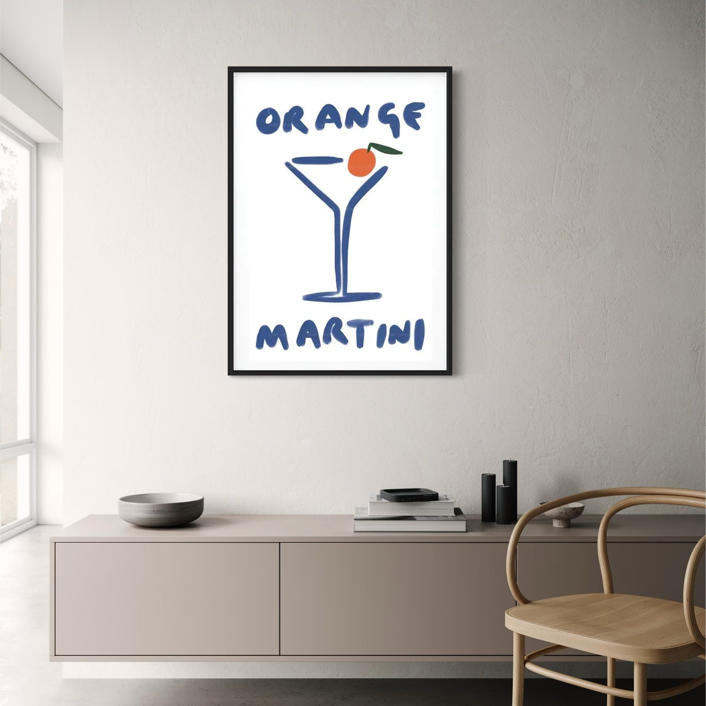 Minimalistischer Orange Martini | Moderne Kunst