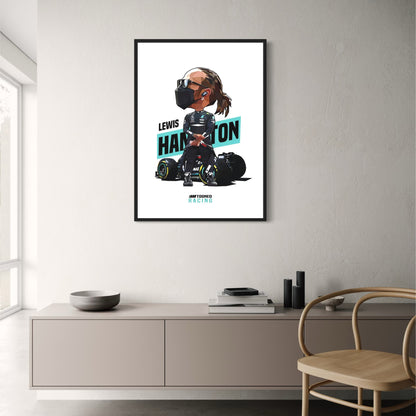 Cartoon Lewis Hamilton Helm | F1 Racing Kunst