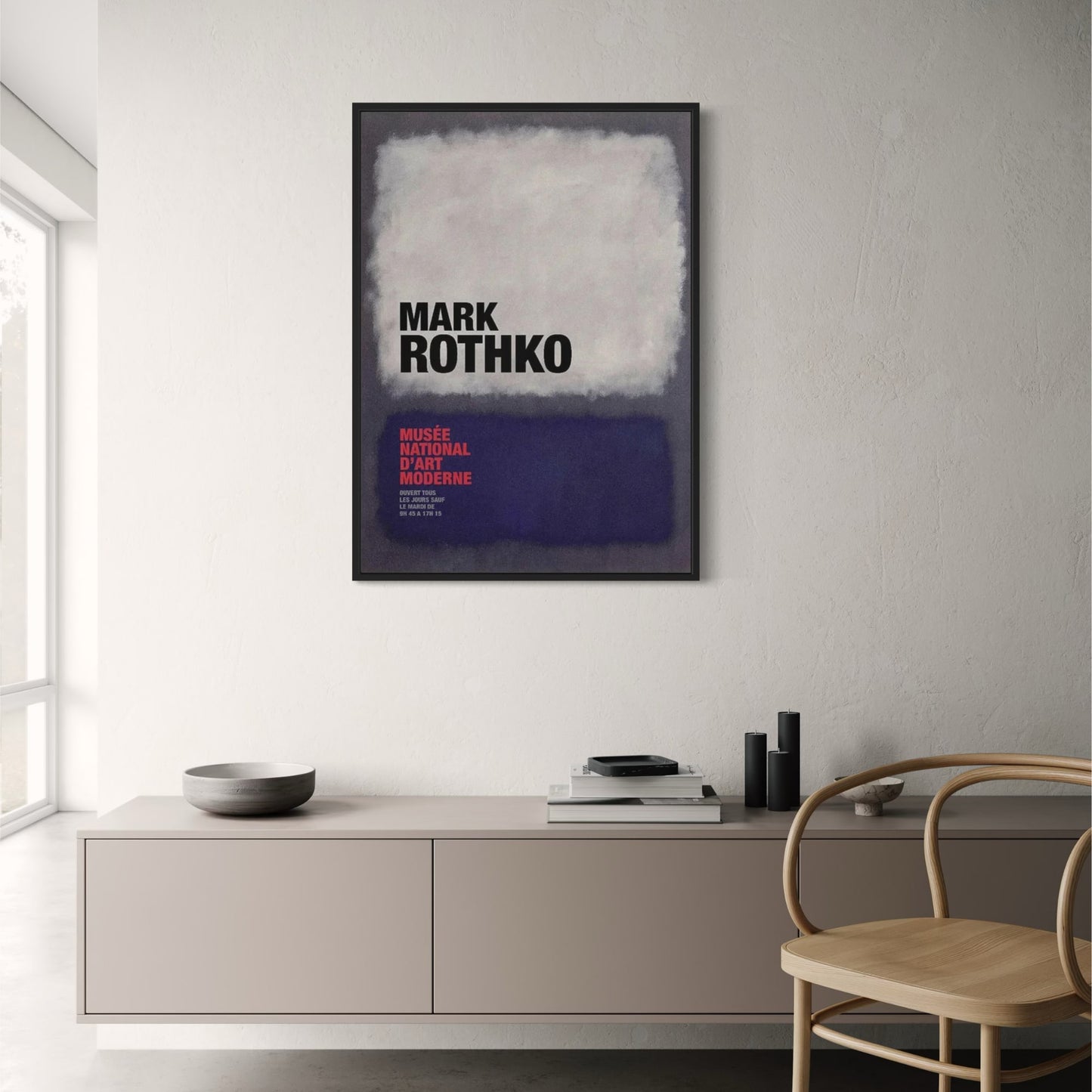 Mark Rothko | White & Navy on Grey | Modern Abstract