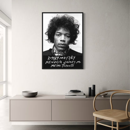 Jimi Hendrix | Legendäres Polizeifoto | Vintage Schwarzweiß