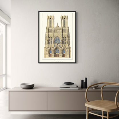 Kathedrale von Reims | Reims | Frankreich | Majestätische gotische Architektur | Französische religiöse Architektur | Poster mit historischen Gebäuden