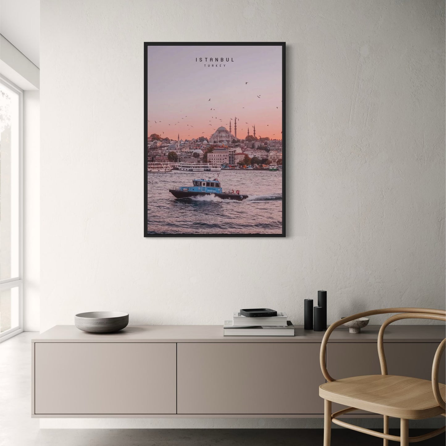 Sonnenuntergang am Goldenen Horn | Istanbul-Poster | Skyline von Konstantinopel | Abendrot in der Türkei | Historischer Blick auf die Uferpromenade | Türkisches Stadtbild