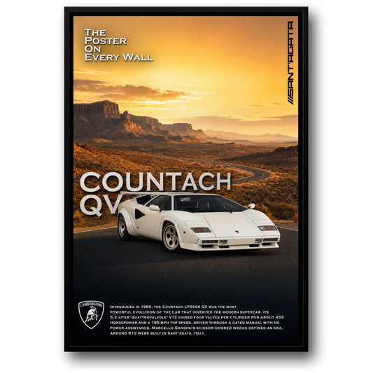 Lamborghini Countach QV LP5000 Poster | Iconische Supercar Print | Hoge Snelheid Muurdecoratie | Klassieke Automobiel Poster