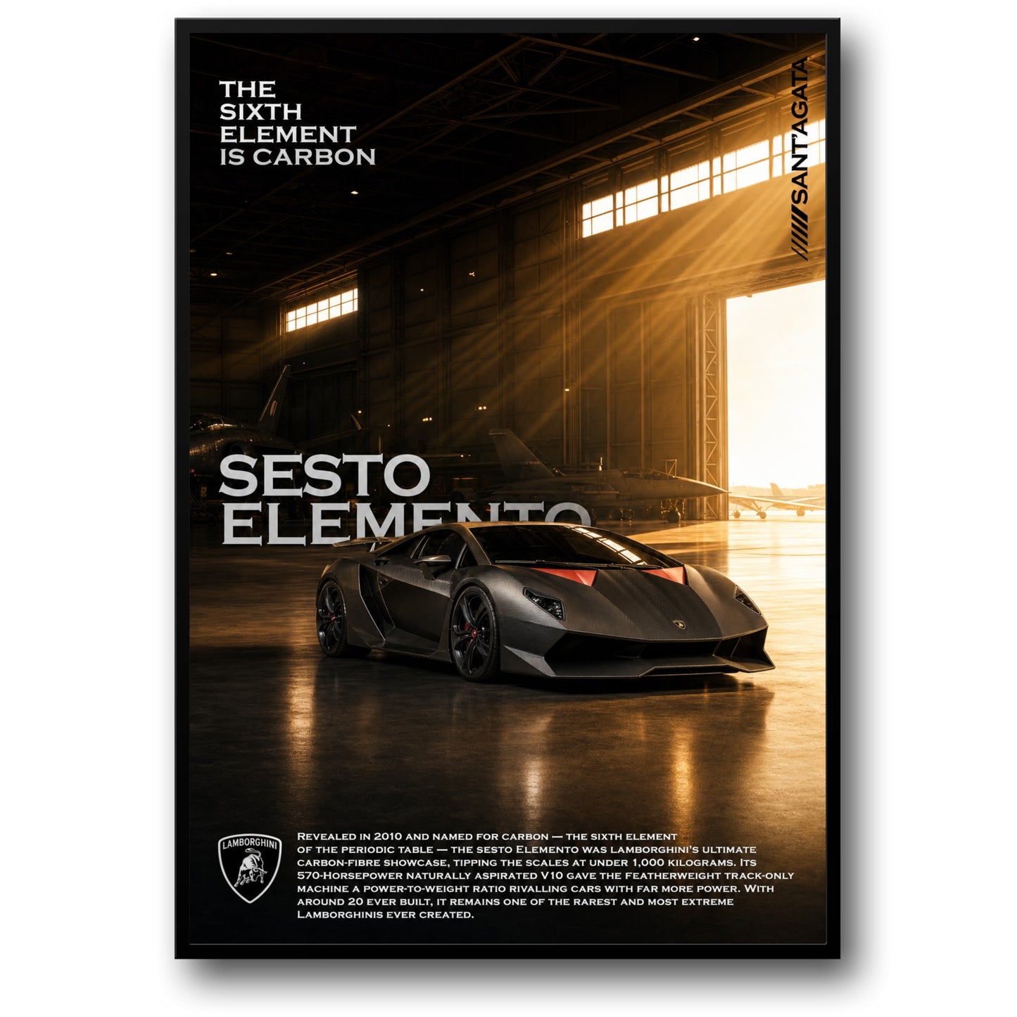 Lamborghini Sesto Elemento | Rare Supercar | Carbon Fiber Design Poster | Exclusive Luxury Car Print | Automotive Art Decor