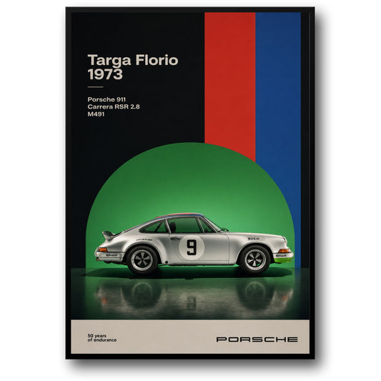 Targa Florio 1973 | Porsche 911 Carrera RSR 2.8 M491 | Klassieke Raceauto Kunst | Vintage Motorsport Poster Print