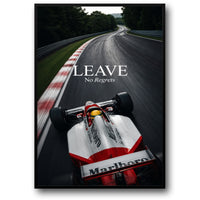 LEAVE No Regrets | F1 Motivational Racing Car Art | High-Speed Motorsport Track