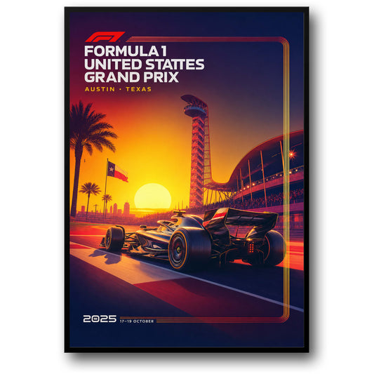 Formule 1 Verenigde Staten Grote Prijs 2025 Poster | Austin Texas Racing Kunst | F1 Fans Decor Print
