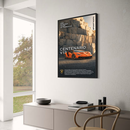 Centenario V12 Poster | Celebrate Lamborghini's 100 Years with Stunning Print | Luxury Supercar Wall Art | Automotive Decor