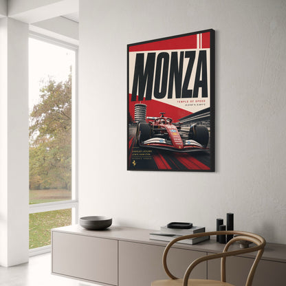 Monza Circuit Racing Art | Ferrari F1 Car Poster | Temple of Speed Print | Motorsport Wall Decor | Formula 1 Artwork for Fans | Racing Enthusiast Gift | High-Speed Track Poster