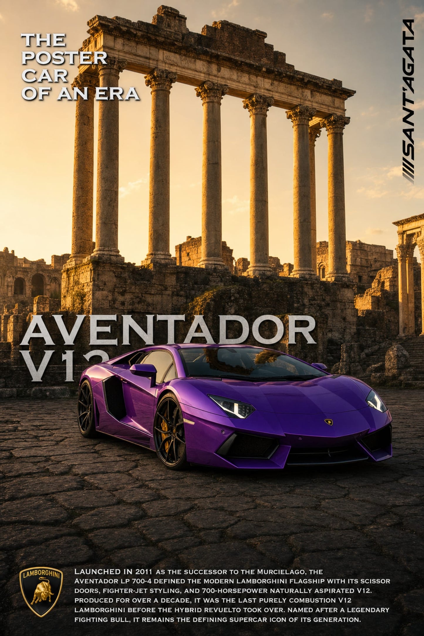 Iconic Aventador V12 | Supercar Art | Luxury Car Print Poster | High Performance Auto Art | Automotive Wall Decor | Classic Sports Car Poster