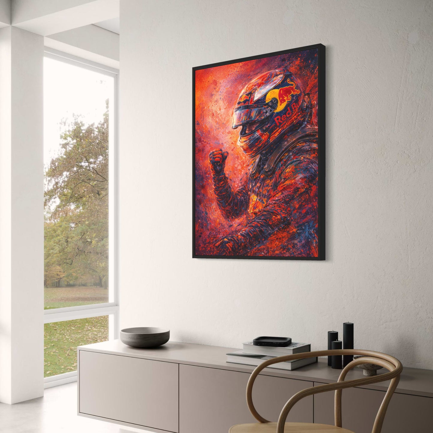Motorsport Energy | Racing Driver Art | Red Bull Helmet | Vibrant Color Screams | Passionate Racing Print | Eye-Catching Poster
