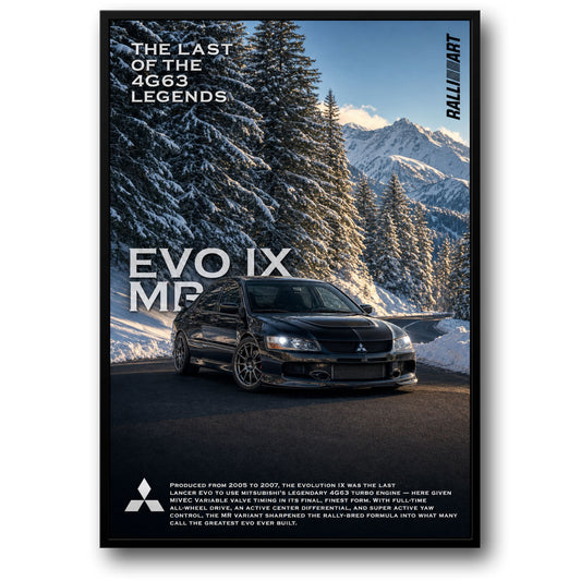Mitsubishi Lancer Evolution IX MR | Iconic Car Art | Snowy Mountain Road Scenery