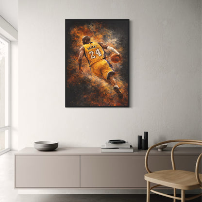 Kobe Bryant | NBA Artwork | Los Angeles Jersey No. 24 Wall Art | Basketball Icon Mid-Motion Print | Vibrant Sports Poster | Athletic Excellence Decor