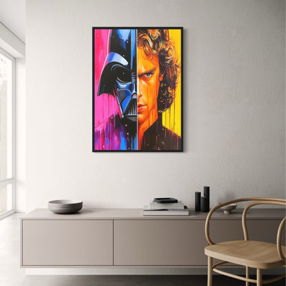 Half Darth Vader Helmet | Pink & Yellow Sci-Fi Art