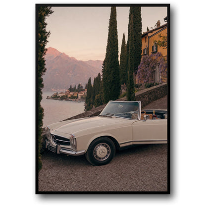 Vintage Convertible by Lake | Classic Car Landscape Photography | Wall Art Poster | Retro Style Print | Vintage Car Poster