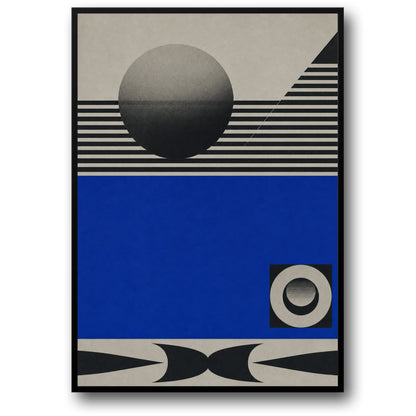 Abstract Geometric Art | Striped Sphere Blue Design | Modern Minimalist Wall Decor | Graphic Print Poster for Home Office