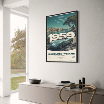Aston Martin DBR1 24 Hours of Le Mans 1959 Vintage Racing Car Print | Classic Motorsport Art Poster
