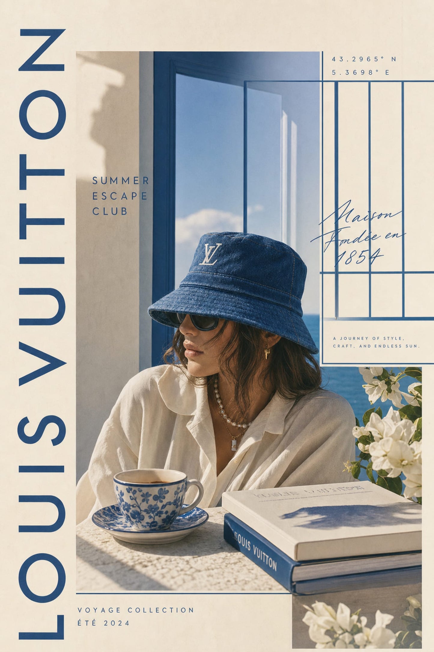 Louis Vuitton Summer Escape Club Poster | Voyage Collection 2024 | Fashion Style Art Print | Home Decor Wall Art