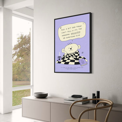 Quirky Cartoon Art Poster | Feel A Bit Odd Comedy Print | Motivational Humor Wall Decor | Unique Checkered Design Poster