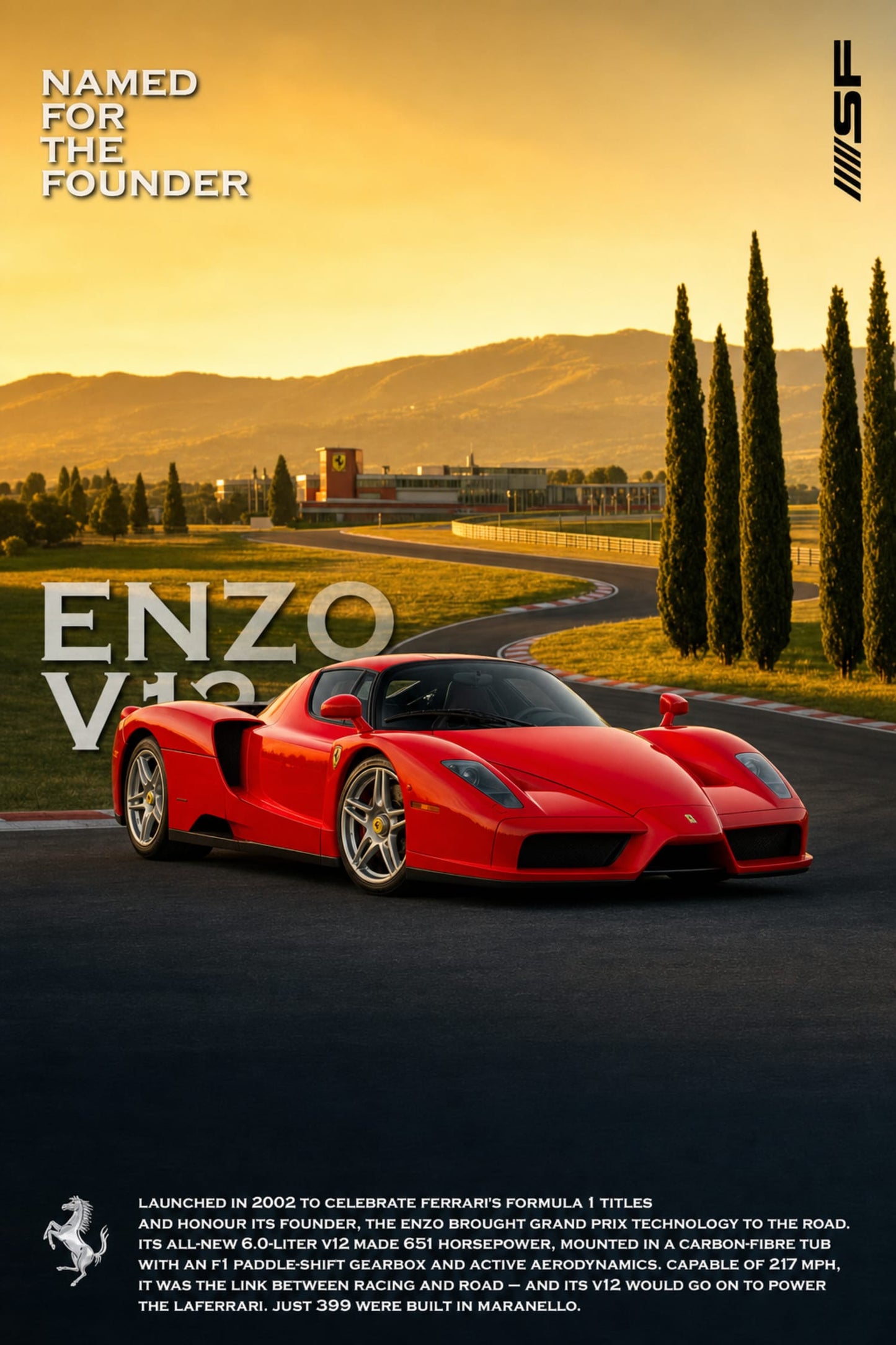 Ferrari Enzo V12 Supercar Tribute | Iconic Italian Racing Art Print | Automotive Decor Poster for Enthusiasts | Speed and Luxury Memorabilia