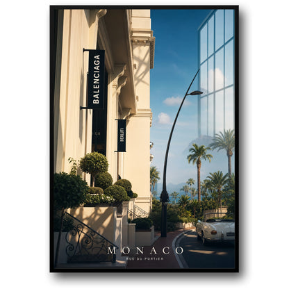 Luxury Monaco Street Scene | Modern Wall Art Decor | Travel Aesthetic Poster Print | Elegant Cityscape Photography