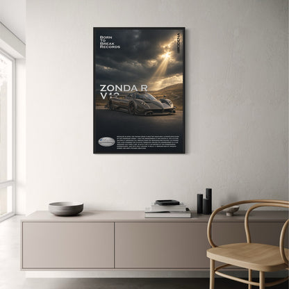 Pagani Zonda R V12 | Luxury Car Art | Born to Break Records | Wall Decor Poster | High-Performance Sports Car Print