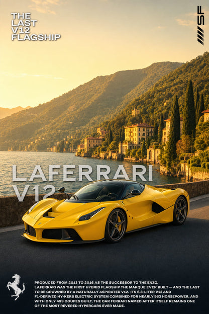 LaFerrari V12 | Iconic Supercar Art Print | Luxury Sports Car Poster | Italian Exotic V12 Engine Art | Wall Decor