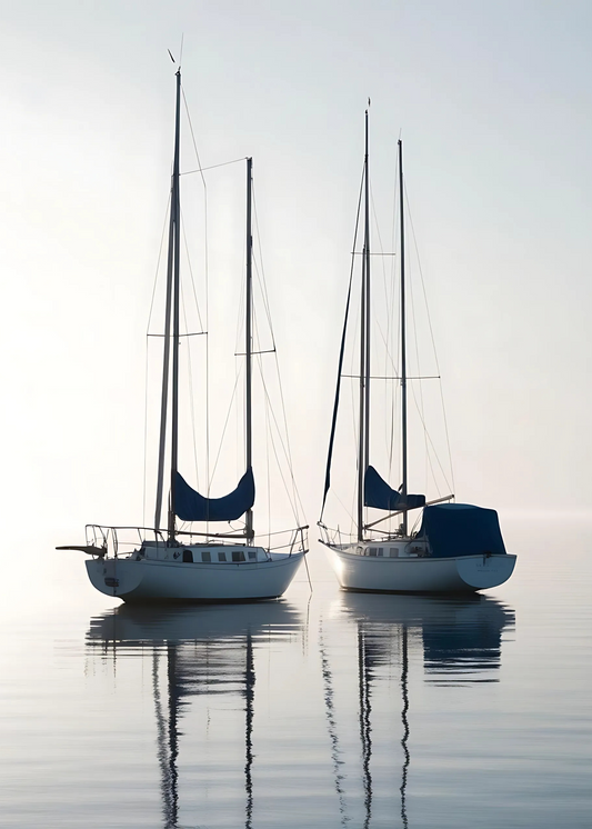 Two Sailing Boats during a Sunrise - Portrait