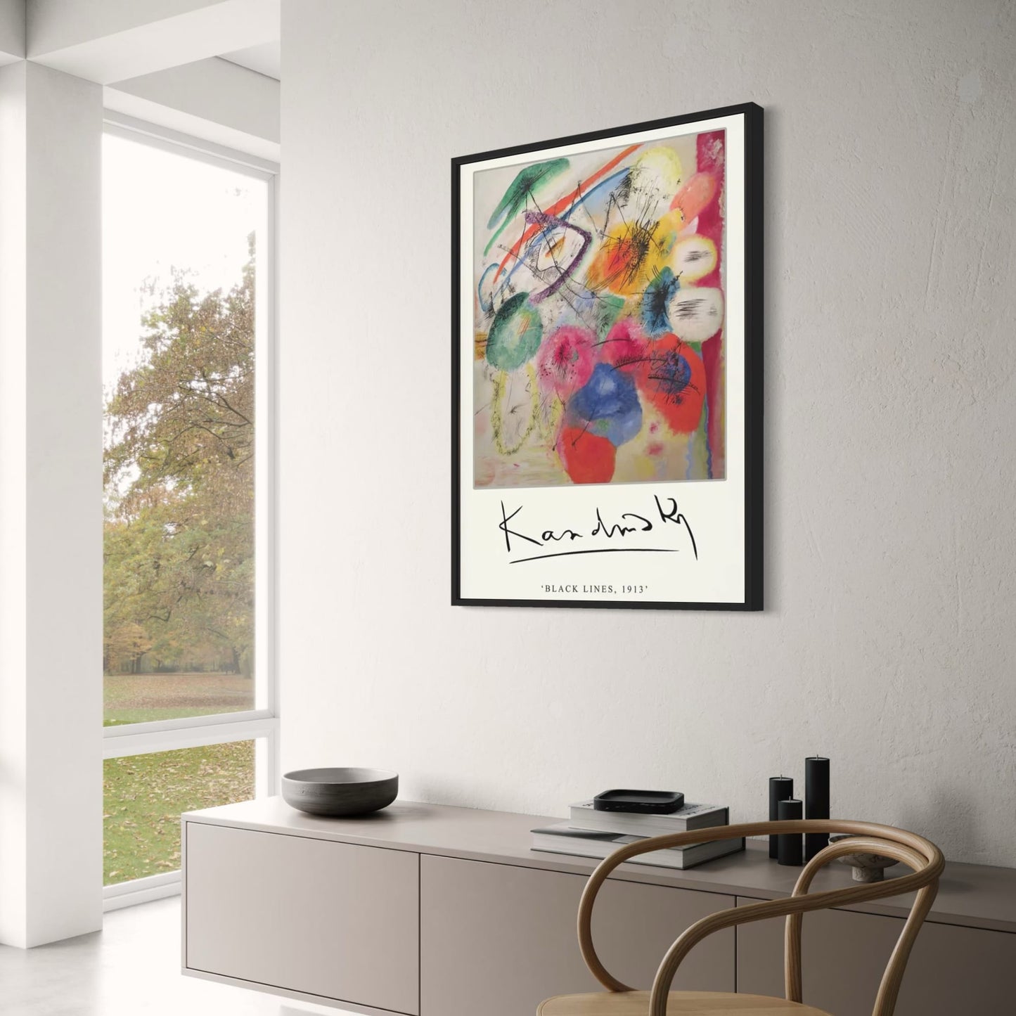 Schwarze Linien | Wassily Kandinsky | 1913 | Vintage-Kunstausstellungsplakat