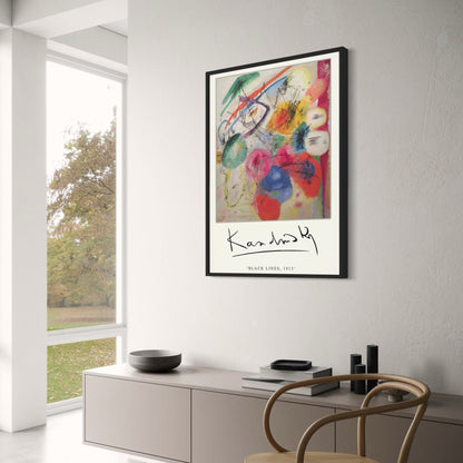 Schwarze Linien | Wassily Kandinsky | 1913 | Vintage-Kunstausstellungsplakat