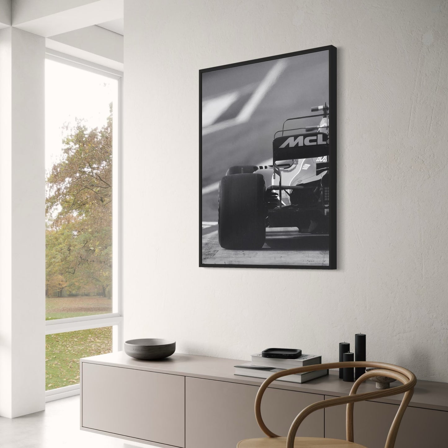 Schwarz-weißes Vintage-F1-Rennplakat von Monaco | Leinwandgemälde | Wandkunst | Wohndekor | Sportwagenfoto | Retro-Rennwagen-Kunstwerk | Klassisches Motorsportbild