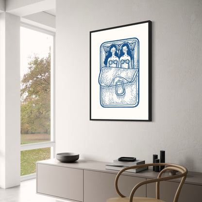 Twin Sardines | Dekoratives Küchenkunst-Poster