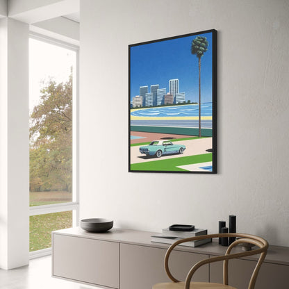 Hiroshi Nagai | Retro-Vaporwave-Poster | Japanische tropische Strand-Stadtauto-Kunst | Wandleinwand Nordisches Dekor