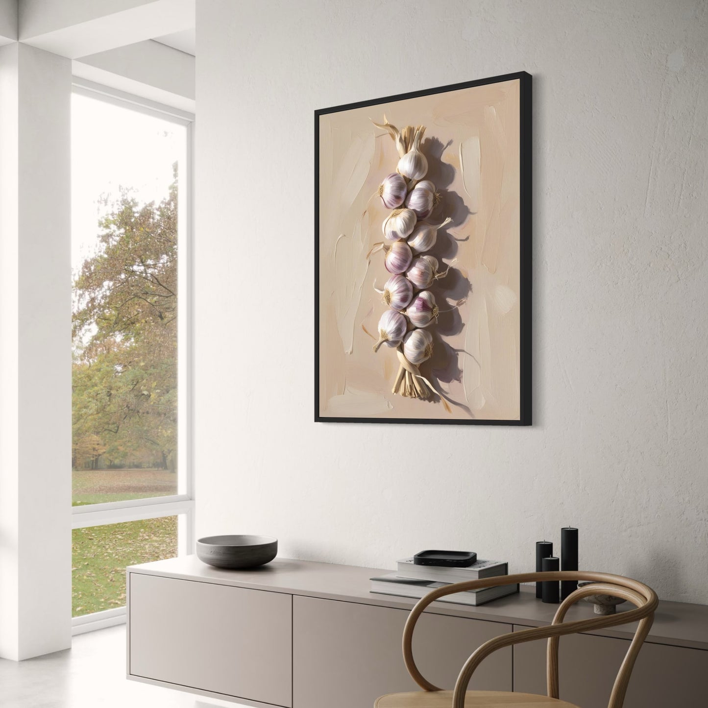 Garlic Braid Art Print | Vegetable Wall Decor | Rustic Kitchen Poster | Farmhouse Style Wall Art | Culinary Herb Decoration | Botanical Illustration