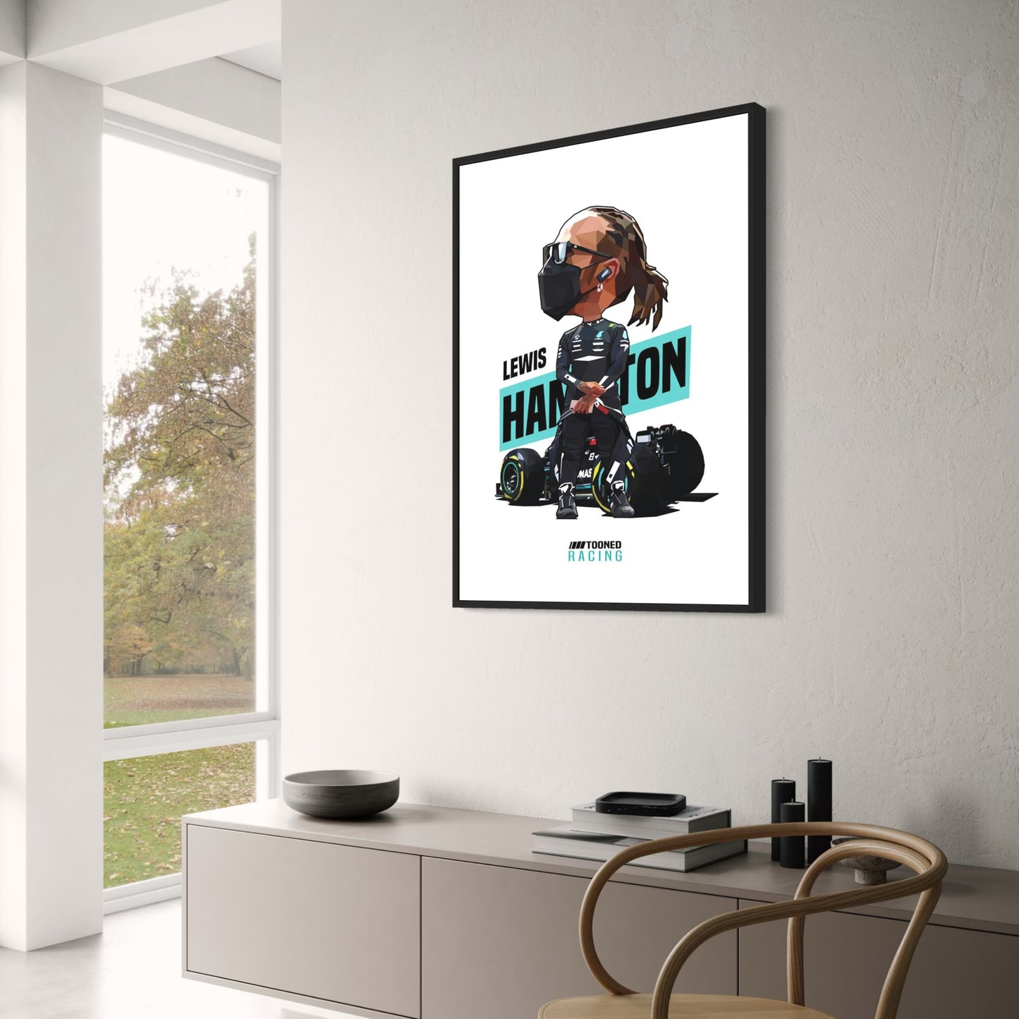 Cartoon Lewis Hamilton Helm | F1 Racing Kunst
