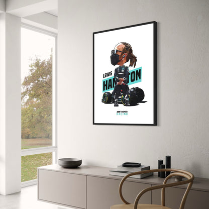 Cartoon Lewis Hamilton Helm | F1 Racing Kunst
