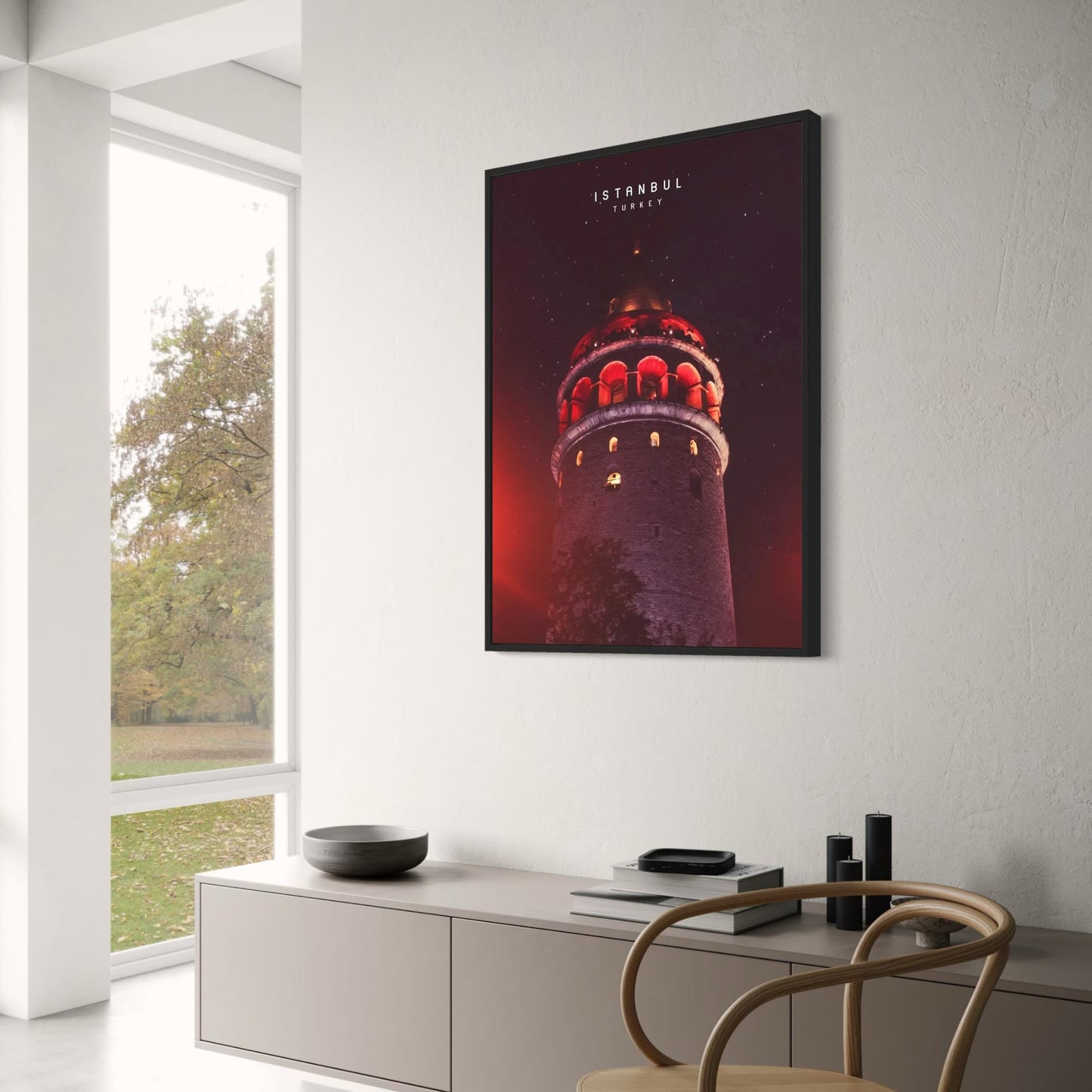 Galata Tower Illuminated Poster | Nighttime Glow in Istanbul | Captivating Constantinople | Iconic Turkish Landmark Scene