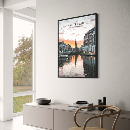 Canals of Amsterdam Poster | The Netherlands Scenic Art | Beautiful European Cities | Wall Decor Artwork